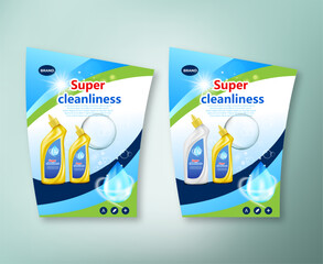 Free vector set plastic bottles for cleaning products