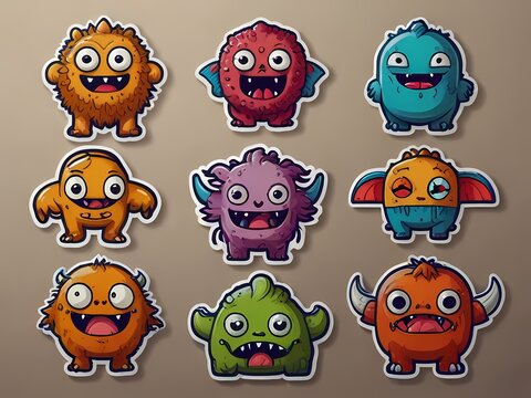 doodle art of cute monster sticker design with nice color and artwork