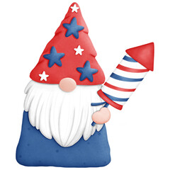 gnome with firework  for American Independence Day
