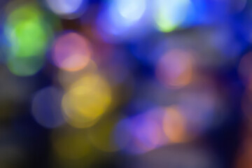 Defocused neon glow. Overlaying highlights. Colorful bokeh. Futuristic LED lighting. Blur of colors...