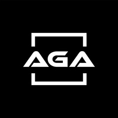 Initial letter AGA logo design. AGA logo design inside square.