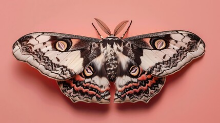 Marbled Emperor Moth on colored background