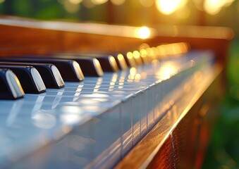 Detailed view of the keys on a piano keyboard