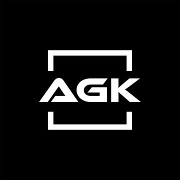 Initial letter AGK logo design. AGK logo design inside square.