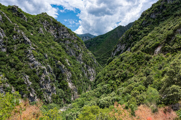 View of the gorge at the Acheron river springs near the village of Glyki in Epirus, Greece - 776188745