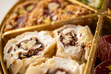 Turkish delights with pistachios in close-up