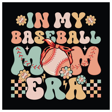 In My Baseball Mom Era T-Shirt, Colorful Baseball Mom T-Shirt Design For Mother's, Day