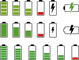 Battery charge level indicator. Charge battery level icon