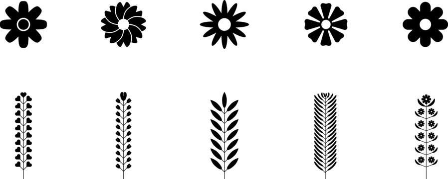 Flowers Icons set. Set of beautiful flower icons. Signs, outline eco collection, simple thin line icons for websites, web design, mobile app, info graphics
