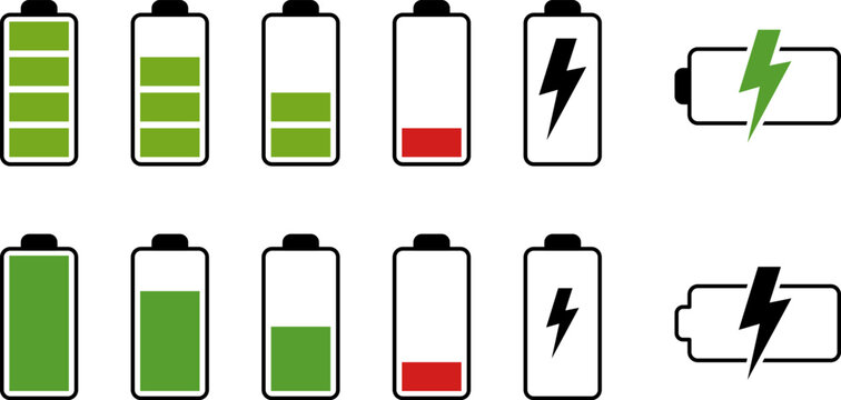 Battery charge level indicator. Charge battery level icon