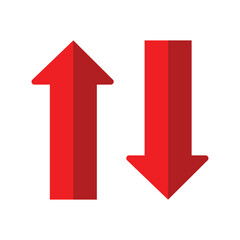 Up and down sign arrow icon set. Directional Navigation Symbol. Upward, downward arrows in isolated on white background. Vector illustration. Eps file 77.