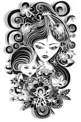 Illustration of a mother hugging her child, a form of parental love