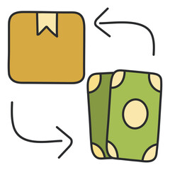 Conceptual flat design icon of cash on delivery

