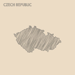 Czech Republic map hand drawn Sketch background vector, Czech Republic freehand Sketch map, vintage hand drawn map.