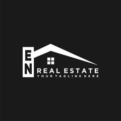 EN Initials Vektor Stok Real Estate Logo Design - obrazy, fototapety, plakaty