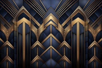 Geometric pattern background, An art deco style geometric pattern in metallic hues, AI generated