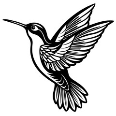 Fototapeta premium hummingbird silhouette vector illustration svg file 