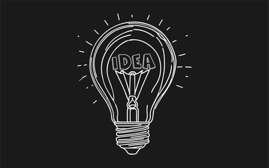 Light bulb with idea in one continuous line drawing. Brainstorm symbol and creative mind concept 