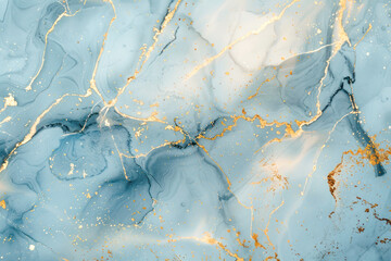 Elegant Blue Marble with Gold Veins. A luxurious pattern of blue marble with intertwined gold veins, creating a sophisticated and high-end surface texture.	