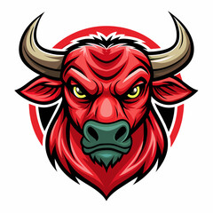 Minimalist Bull Red angry hand drown logo icon element vector graphic sign symbol clipart vector illustration