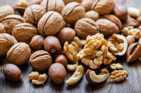 Background from different types of nuts and seeds