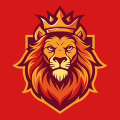 Minimalist crowned lion mascot logo icon element vector graphic sign symbol clipart vector illustration