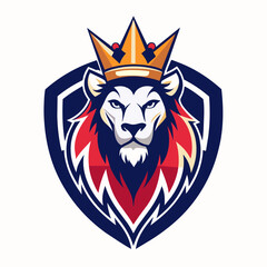 Minimalist crowned lion mascot logo icon element vector graphic sign symbol clipart vector illustration