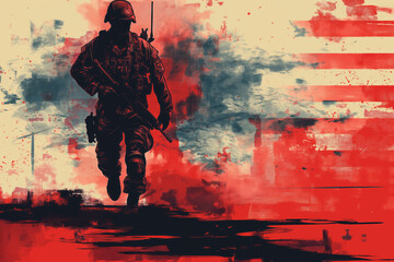 Naklejka premium Proud to be an American: Memorial Day vector illustration art for patriotic celebrations. Generative AI