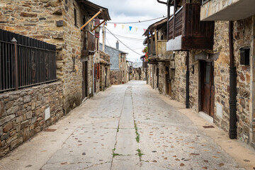 Fototapeta premium street in El Acebo de San Miguel, municipality of Molinaseca, El Bierzo, province of Leon, Castile and Leon, Spain
