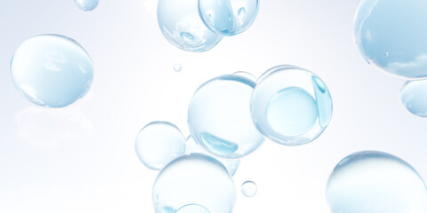 Group of bubbles floating in the air 3d render illustration