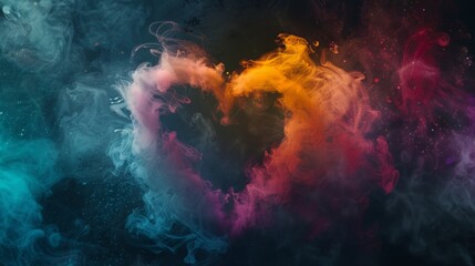 Fototapeta premium Heart shape made of colorful smoke