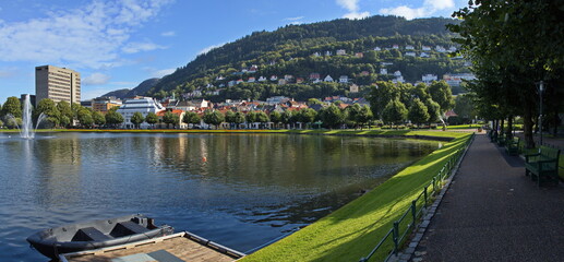 Pond Lille Lungegardsvannet in Bergen in Norway, Europe
