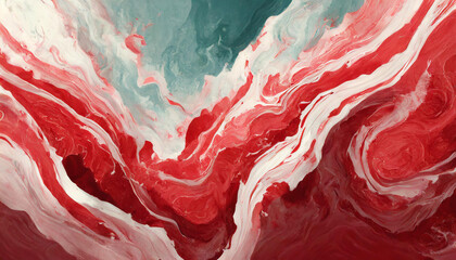Beautiful red splashes of paint. Marble effect texture. Acrylic paining. Abstract wavy background.