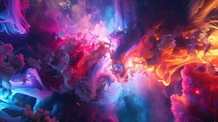 A dynamic digital animation bursting with energy and movement, expressing the artist's vision through fluid shapes and vibrant colors.