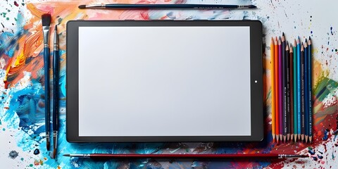 Drawing Tablet Character Bridging Art and Digital Creation on White Isolated Background