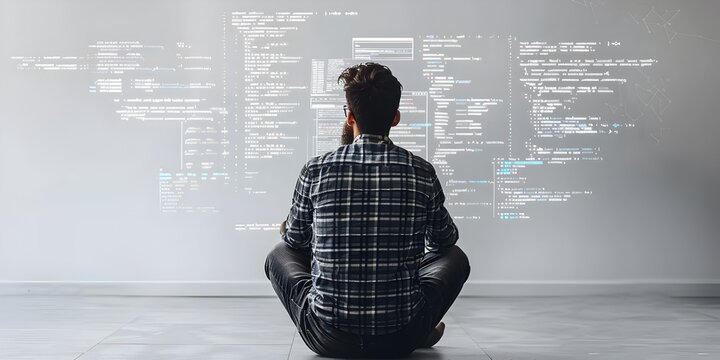 Software Developer Coding New Worlds Architect of Algorithms in Minimalist Workspace