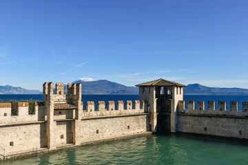 The dockyard of the Scaliger Castle, one of the better preserved castles of Italy and rare example...