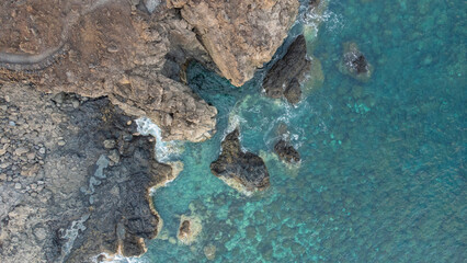 cliffs and sea from drone on the island of El Hierro, Canary Islands