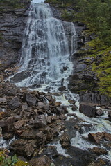 Waterfall Fossen Bratte at Bordal in Norway, Europe
