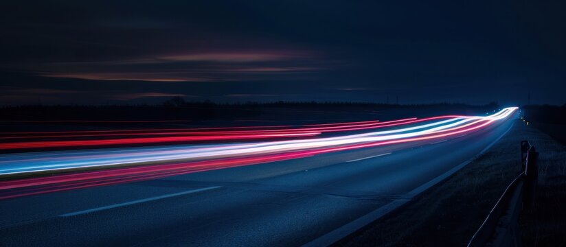 image of colorful light trails with motion blur effect in the road