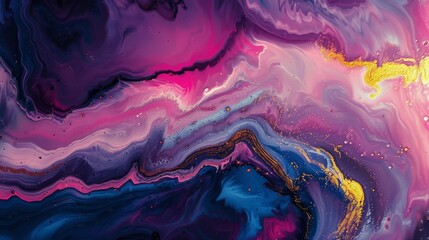 Abstract Painting With Purple, Blue, and Yellow Colors