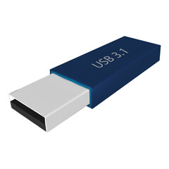 Realistic usb flash drive isolated on white background. 3d usb flash drive