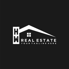 HW Initials Vektor Stok Real Estate Logo Design