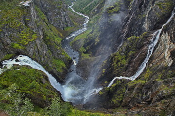 Waterfall Voringfossen in Norway, Europe
