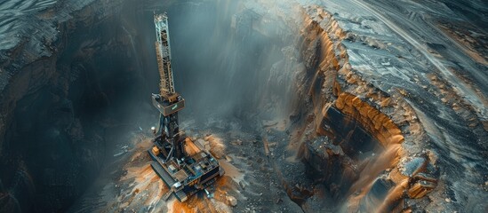Relentless Progress Drilling Rigs Unyielding Drive into Earths Depths - obrazy, fototapety, plakaty