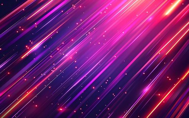 A glowing neon light effect background with streaks of purple and red lights, creating an energetic...