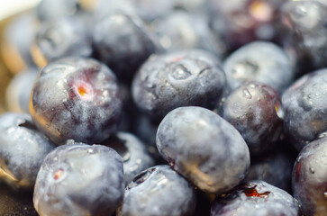 A bunch of blueberries are shown in a close up - 776210584
