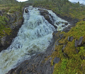 Waterfall Voringfossen in Norway, Europe
