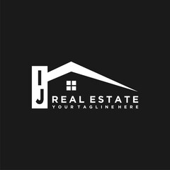 IJ Initials Vektor Stok Real Estate Logo Design - obrazy, fototapety, plakaty