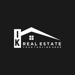 IK Initials Vektor Stok Real Estate Logo Design